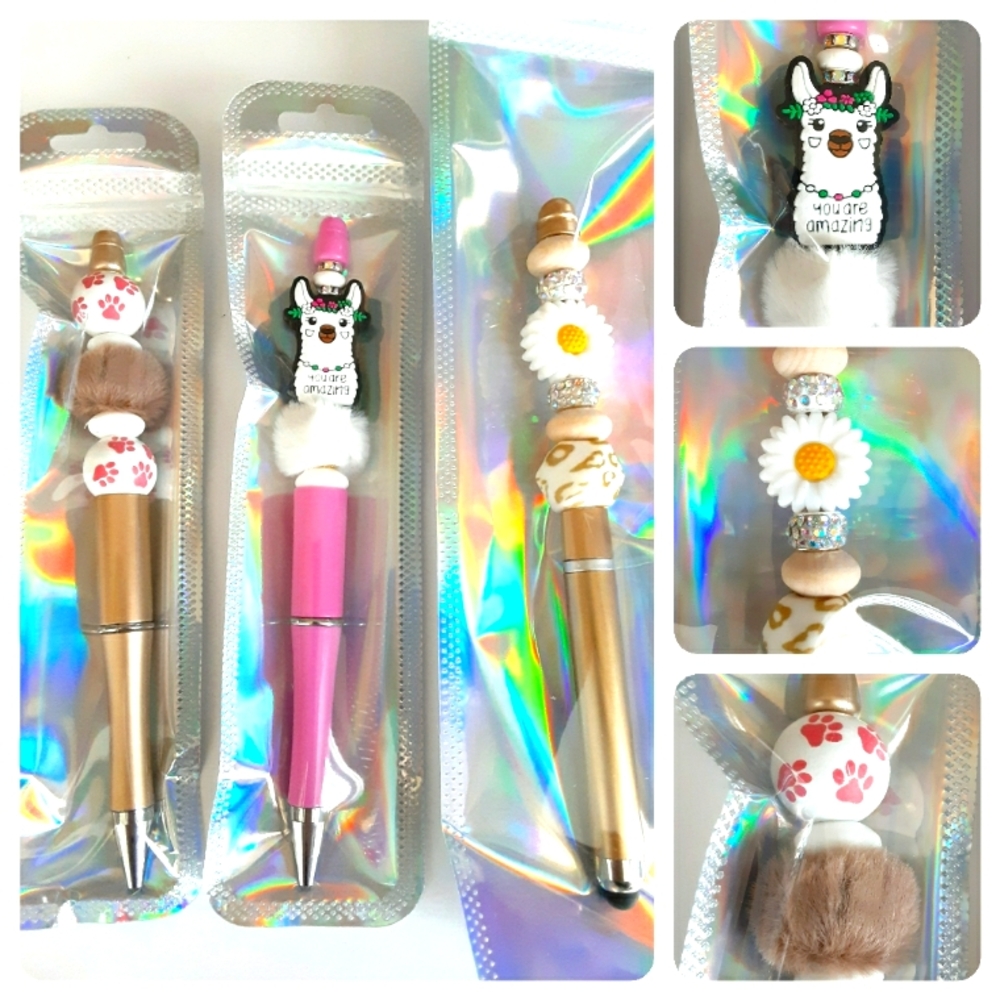 Bundle Of 3 Beadable Ink Pens ~ Llama